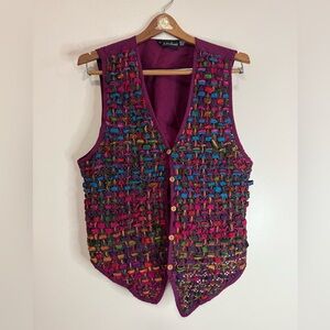Shelly & Arnold Vintage Colorful Woven Cotton Vest in size 1X